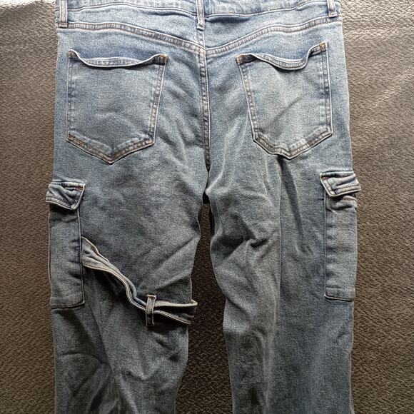 Hot Topic Men Wide Strap Leg Cotton Cargo Jeans 34x32 - Picture 9 of 12